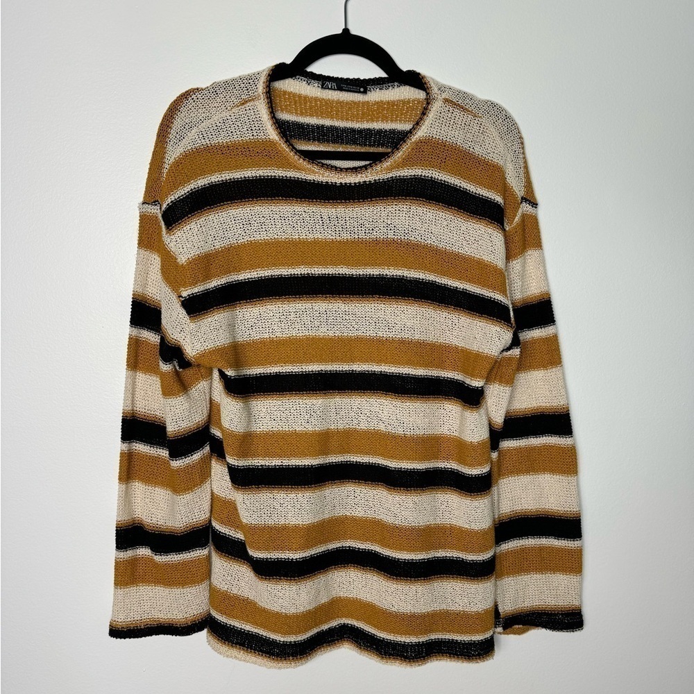 Zara stripes loose knit cotton sweater size medium